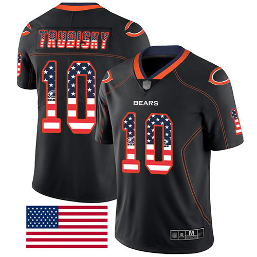 Chicago Bears Limited Black Men Mitchell Trubisky Jersey NFL Football #10 Rush USA Flag->nfl t-shirts->Sports Accessory
